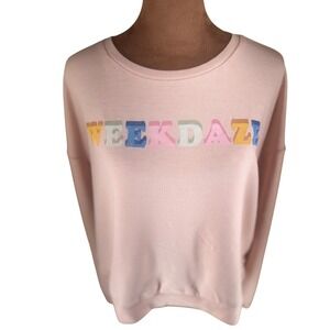 Kensie "WEEKDAZE" Graphic Sweatshirt Women's XL Light Pink Pullover Nordstrom